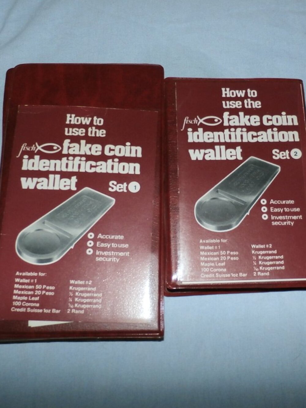 Vintage Fisch Instruments Gold Coin Identification Wallet Set 1 & 2